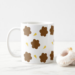 Gelbe Braune Blumen Polka Punkt Tasse
