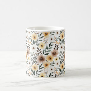 Gelbe braune Cremeblumen Kaffeetasse