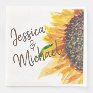 Gelbe Braune Sonnenblume Weiße Hochzeit Name des P Serviette