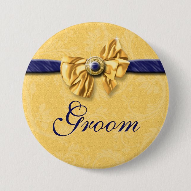 Gelbe Brautpartyhochzeit der Marine Button (Vorderseite)