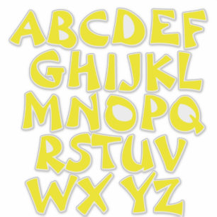 Gelbe Buchstaben Transparente Alphabet-Mauer Aufkleber