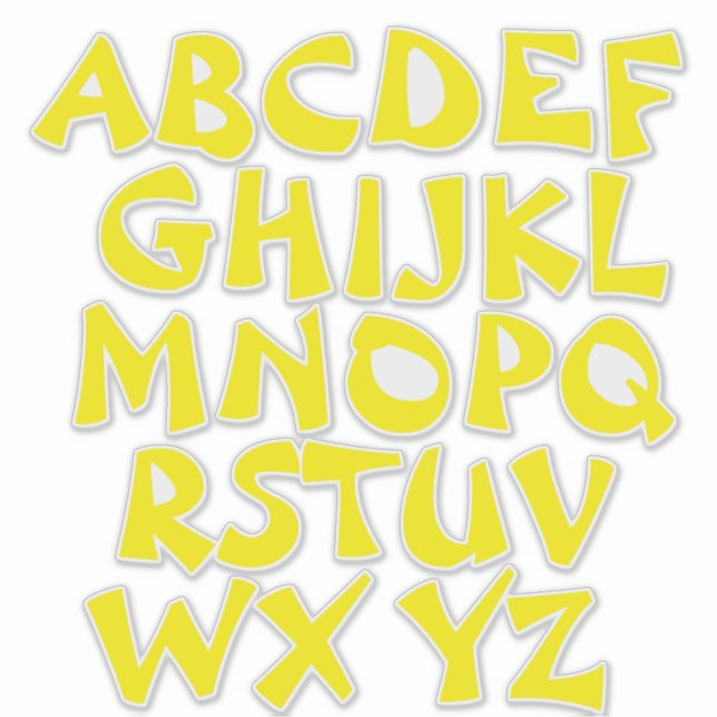 Gelbe Buchstaben Transparente Alphabet-Mauer Aufkleber (Vorderseite)