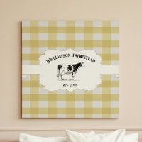 Gelbe Buffalo Karierte Farm Kuh Canvas Print