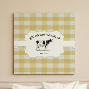 Gelbe Buffalo Karierte Farm Kuh Canvas Print Leinwanddruck