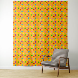 Gelbe bunte Liebesherzen Muster Wandteppich