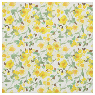 Gelbe Buttercups Blume Aquarellkleid Schlafzimmer Stoff