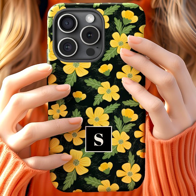 Gelbe Buttercups Blume Mit Monogramm Case-Mate iPhone Hülle (Von Creator hochgeladen)