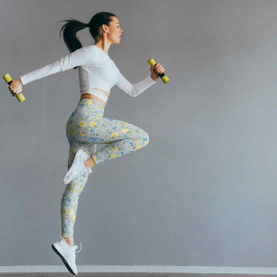 Gelbe Buttercups und blaue Iris Leggings