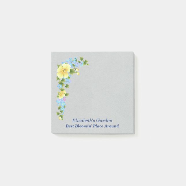 Gelbe Buttercups und blaue Iris-Nachhinweise Post-it Klebezettel (Vorderseite)