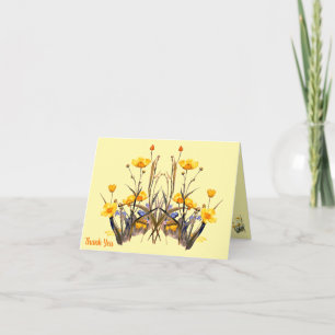 Gelbe Buttercups Wilde Blume Vintage Kunstwerke Dankeskarte