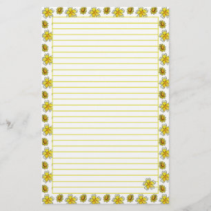 Gelbe Buttertasse Aquarellfarbene Blume Liniert Briefpapier