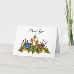 Gelbe Calla-Lilien Florale Garten-Doodle-Szene Dankeskarte