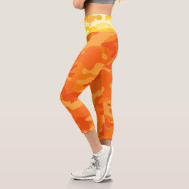 Gelbe Camouflage INITIALEN Orange Active Her Capri Leggings
