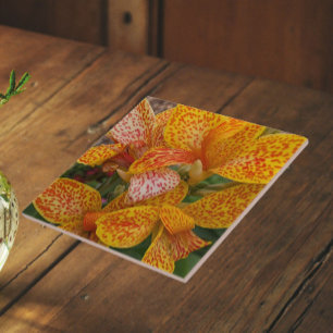 Gelbe Canna-Lilie mit roten Sprenkeln Floral Fliese