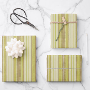Gelbe Chevron-Streifen Geschenkpapier Set