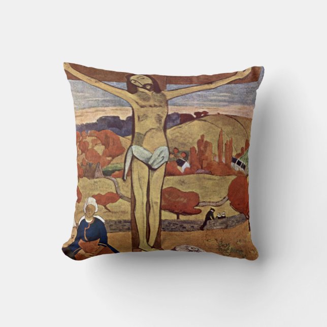 Gelbe Christus von Paul Gauguin, Vintage Kunst Kissen (Vorderseite)