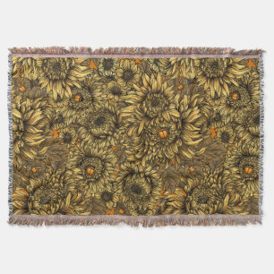 Gelbe Chrysanthemenblüten und orange Käfer Decke
