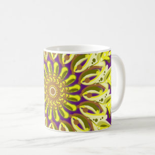 Gelbe Chrysanthemum-Blume Lila Abstrakt Kaffeetasse