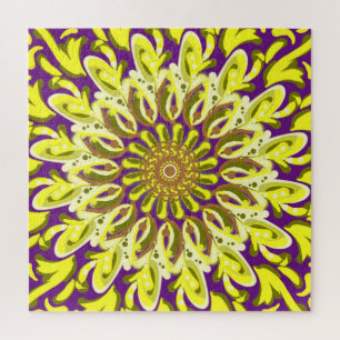 Gelbe Chrysanthemum-Blume Lila Abstrakt Puzzle
