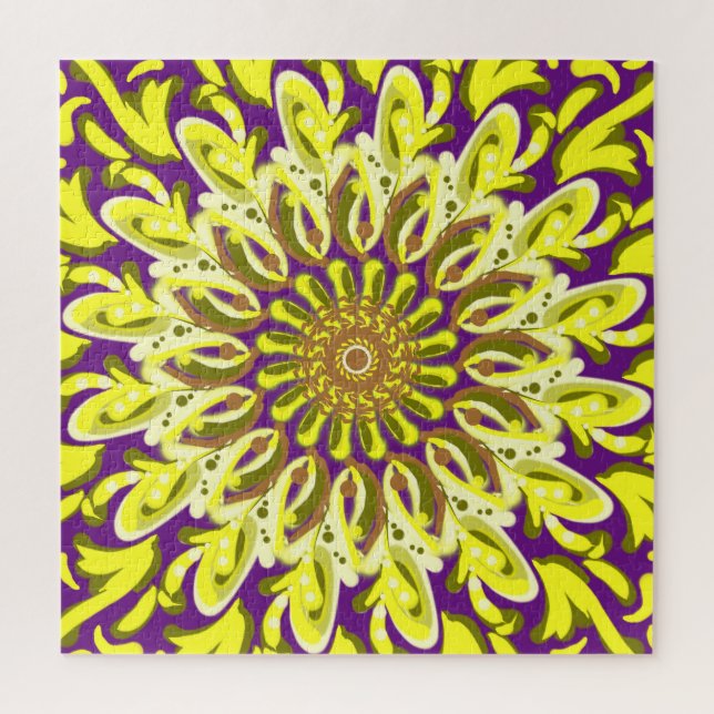 Gelbe Chrysanthemum-Blume Lila Abstrakt Puzzle (Vertikal)