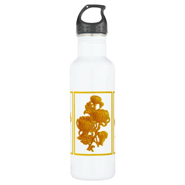Gelbe Chrysanthemum Wasserflasche Edelstahlflasche (Vorderseite)
