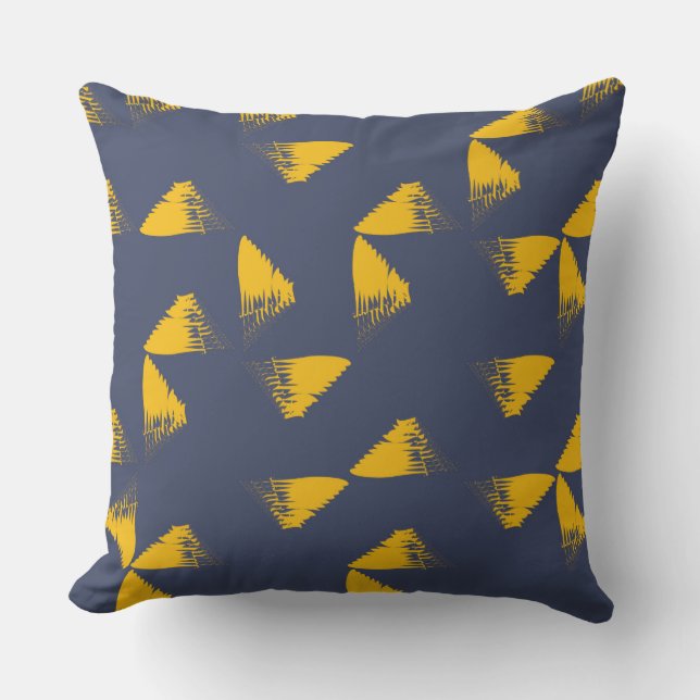 Gelbe, coole, einzigartige, trendige Dreiecke Kissen (Vorderseite)