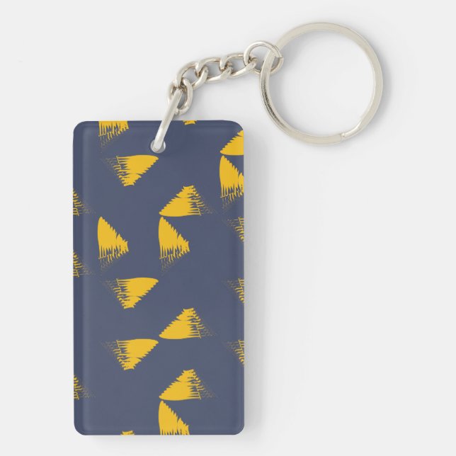 Gelbe, coole, einzigartige, trendige Dreiecke Schlüsselanhänger (Rückseite)