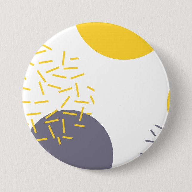 Gelbe, coole, moderne, trendige geometrische Kunst Button (Vorderseite)