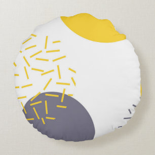 Gelbe, coole, moderne, trendige geometrische Kunst Rundes Kissen