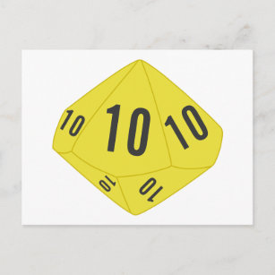 Gelbe D10-Würfel-Tischnummer Postkarte