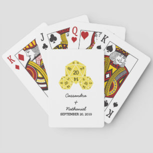 Gelbe D20-Würfel-Hochzeitskarten Spielkarten