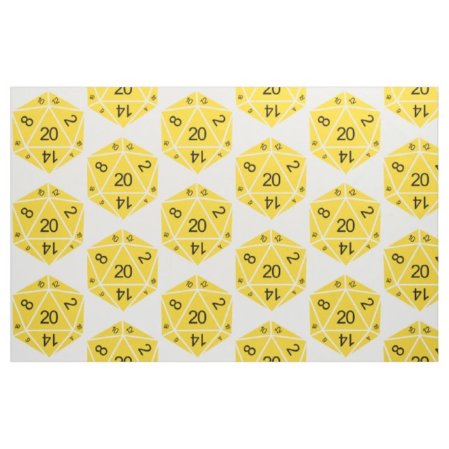 Gelbe D20-Würfel Stoff (Fat Quarter (45,7 x 55,9 cm))