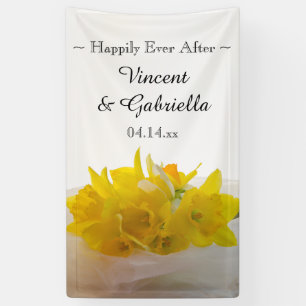 Gelbe Daffodien auf der Hochzeit des weißen Frühli Banner
