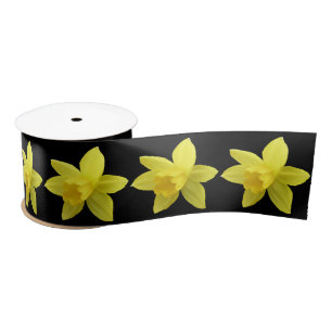 Gelbe Daffodien auf der schwarzen Satin-Ribbon Satinband