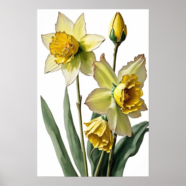 Gelbe Daffodien Blume Art Print Poster (Vorne)