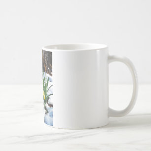 Gelbe Daffodien Blume im Schnee Kaffeetasse