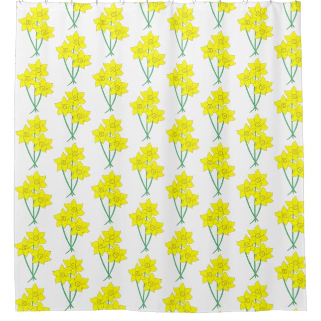 Gelbe Daffodien Frühlingsblumen Blumenstrauß Duschvorhang (Vorderseite)