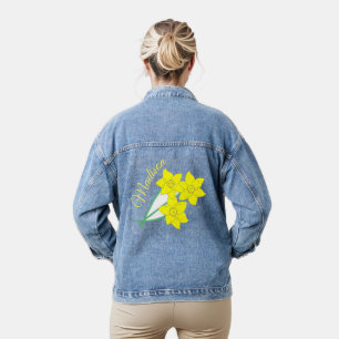 Gelbe Daffodien Frühlingsblumen Blumenstrauß Jeansjacke