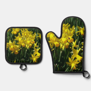 Gelbe Daffodien I Ofenhandschuh & Topflappen-Set