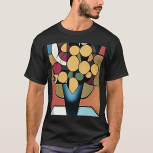 Gelbe Daffodien im geometrischen Stil der Blauen V T-Shirt