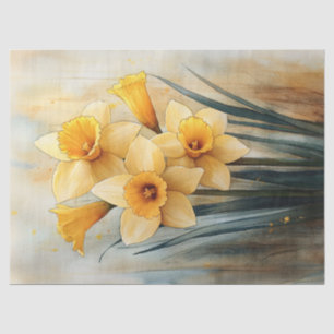 Gelbe Daffodien in Aquarellfarben Seidenpapier