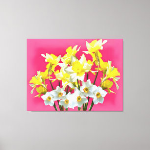 Gelbe Daffodien und weiße Narcissi Viva Magenta Leinwanddruck