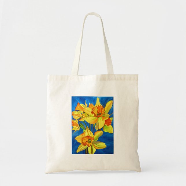 Gelbe Daffodil Narzisse Blume Aquarellkunst Tragetasche (Vorne)