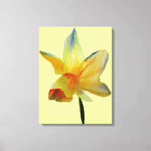 Gelbe Daffodin Aquarellfarben Blume Art Leinwanddruck