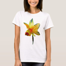 Gelbe Daffodische Aquarellkunst Frühlingskunst Blu T-Shirt