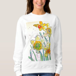 Gelbe Daffodische Aquarellkunst Giro del Malcanton Sweatshirt
