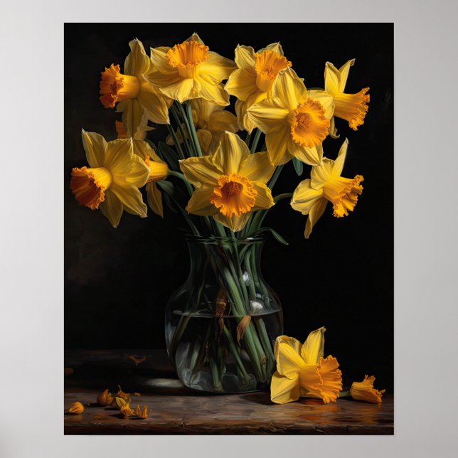 Gelbe Daffodische Blume Art Print Poster (Vorne)