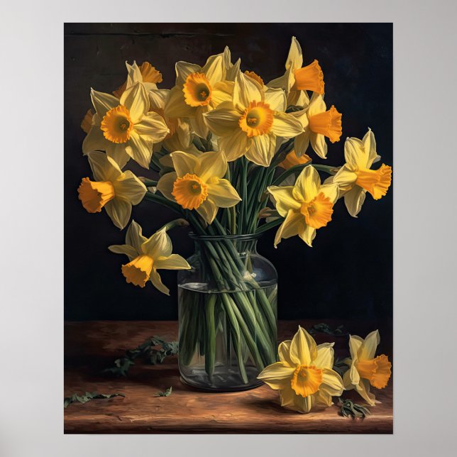 Gelbe Daffodische Blume Art Print Poster (Vorne)