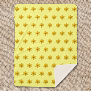 Gelbe Daffodische Blume Nahtloses Muster Sherpadecke