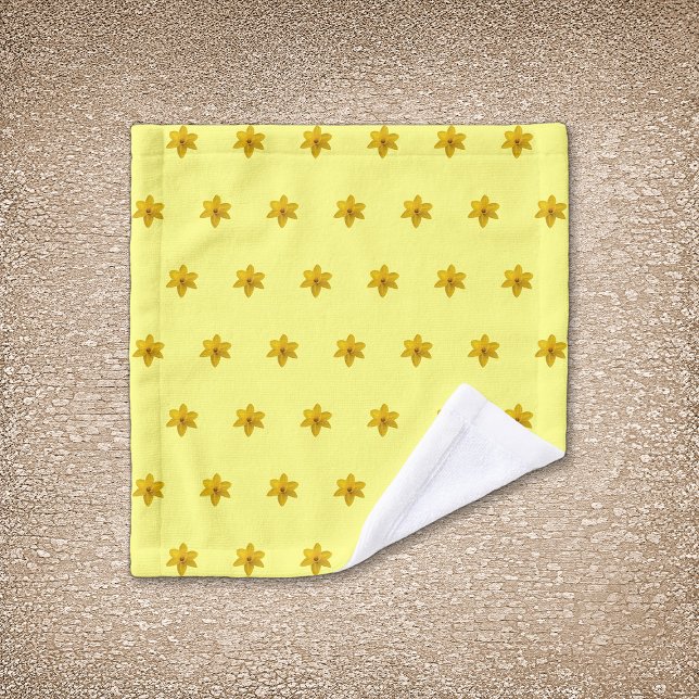 Gelbe Daffodische Blume Nahtloses Muster Waschlappen (Yellow Daffodil flower seamless pattern on wash cloth)